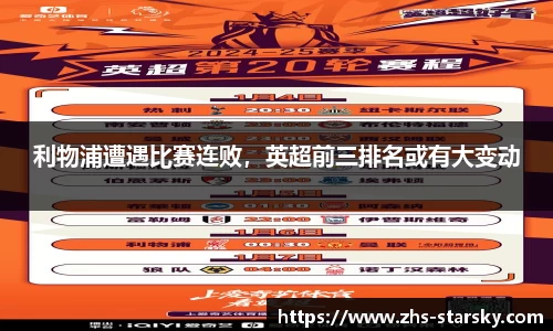 利物浦遭遇比赛连败，英超前三排名或有大变动